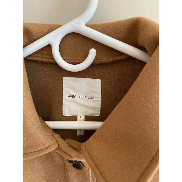 Avec Les Filles NWT Solid Shirt Tail Shacket in Cognac Size Large - Picture 4 of 11